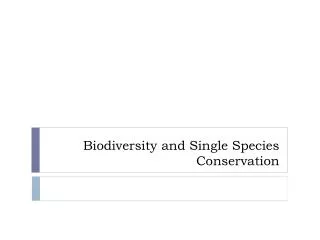 Biodiversity and Single Species Conservation