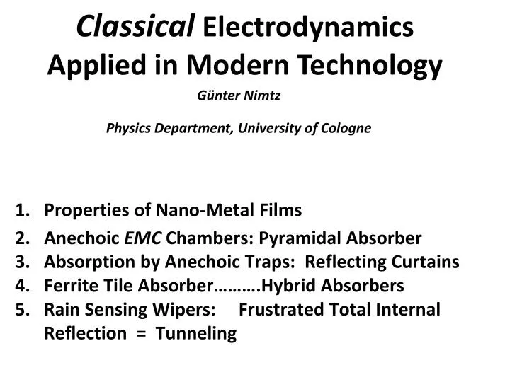 classical electrodynamics applied in modern technology