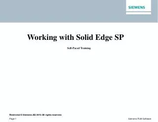 Working with Solid Edge SP