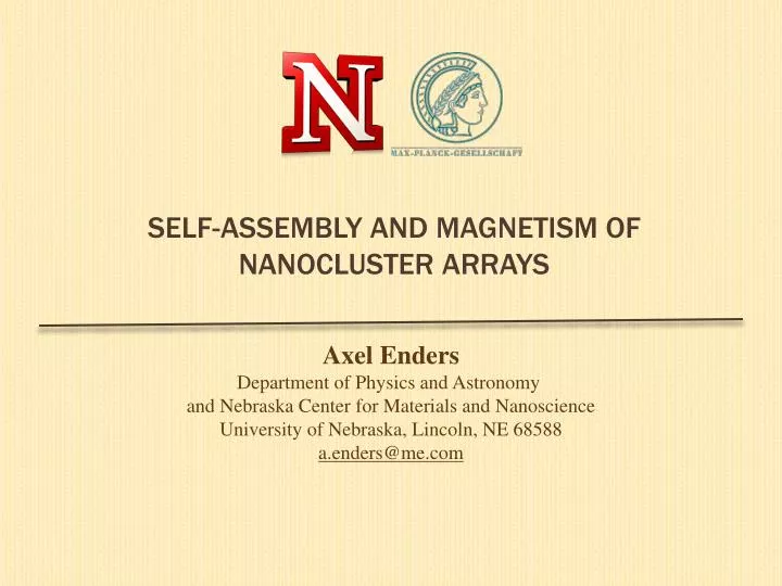 self assembly and magnetism of nanocluster arrays