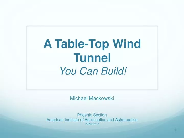 a table top wind tunnel you can build