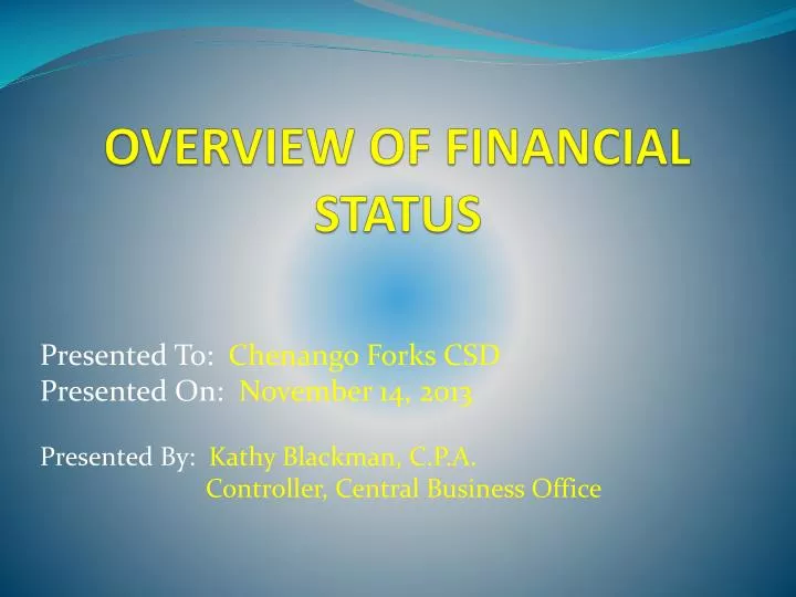 overview of financial status