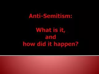 Anti-Semitism: What is it, and how did it happen?