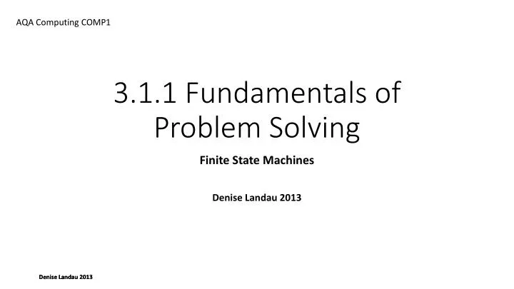 3 1 1 fundamentals of problem solving