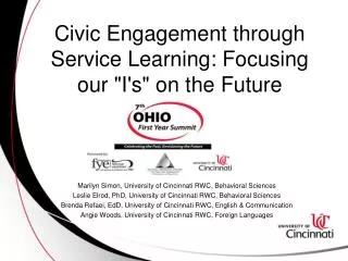 Civic Engagement through Service Learning: Focusing our &quot;I's&quot; on the Future