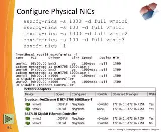 Configure Physical NICs