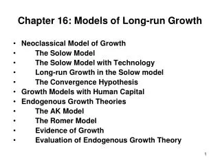 Chapter 16: Models of Long-run Growth