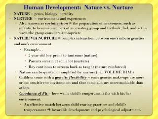 Human Development: Nature vs. Nurture