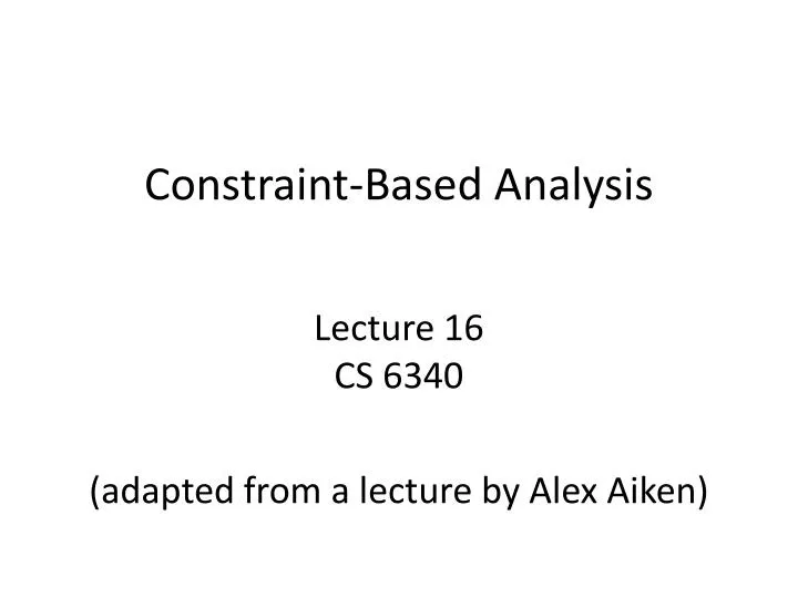 constraint based analysis