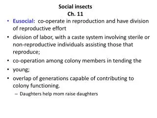 Social insects Ch. 11