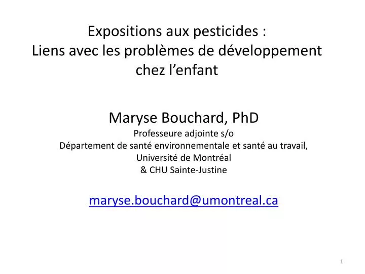 expositions aux pesticides liens avec les probl mes de d veloppement chez l enfant