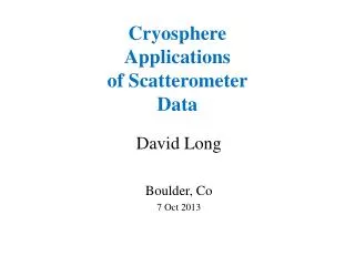 Cryosphere Applications of Scatterometer Data