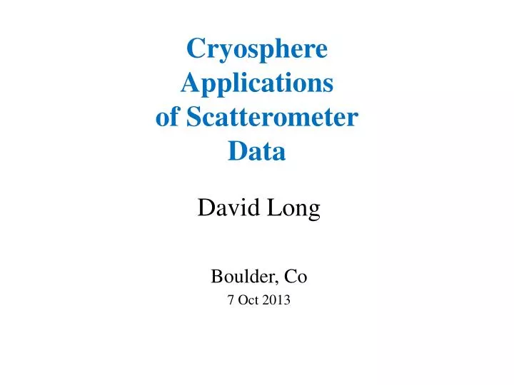 cryosphere applications of scatterometer data