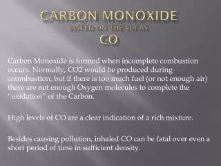 Carbon Monoxide Listed on the VIR as CO