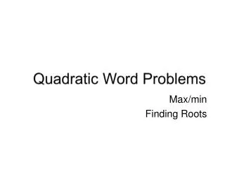 Quadratic Word Problems