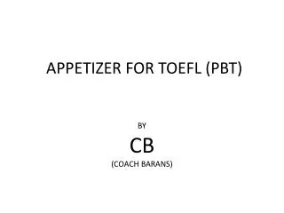APPETIZER FOR TOEFL (PBT)