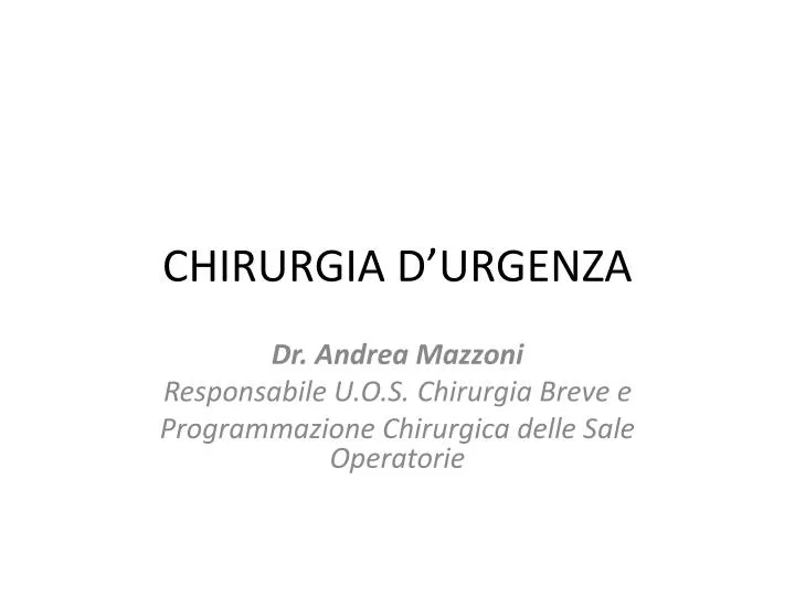 chirurgia d urgenza