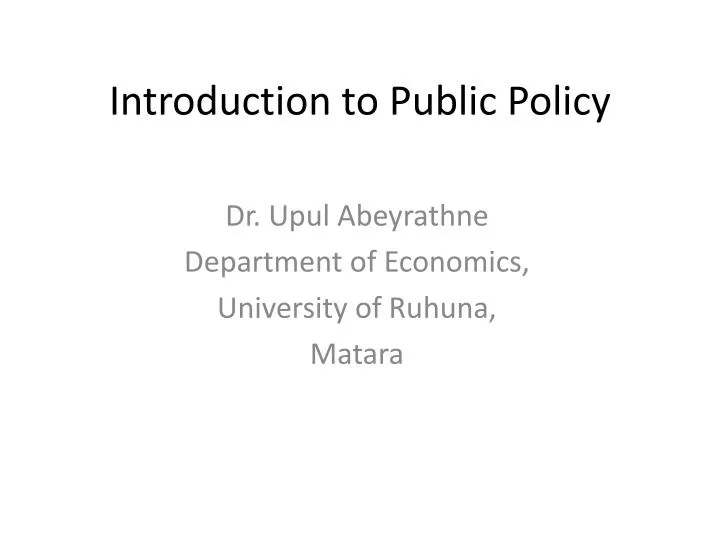 introduction to public policy