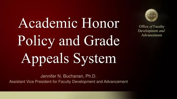 academic honor policy and grade appeals system