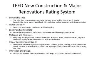 LEED New Construction &amp; Major Renovations Rating System