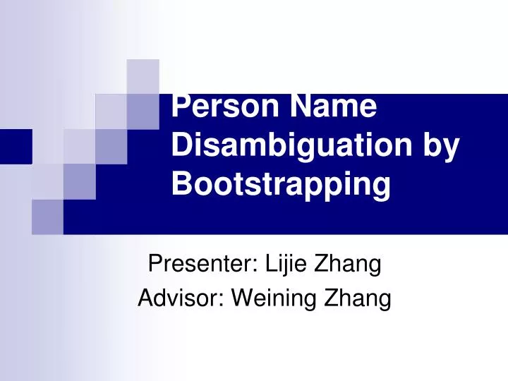 person name disambiguation by bootstrapping