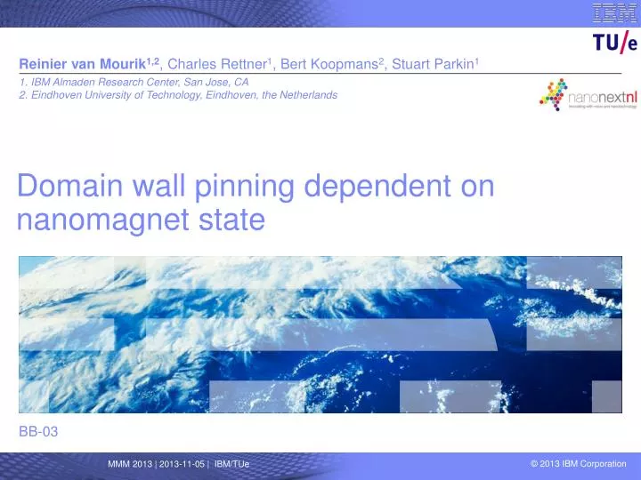 domain wall pinning dependent on nanomagnet state