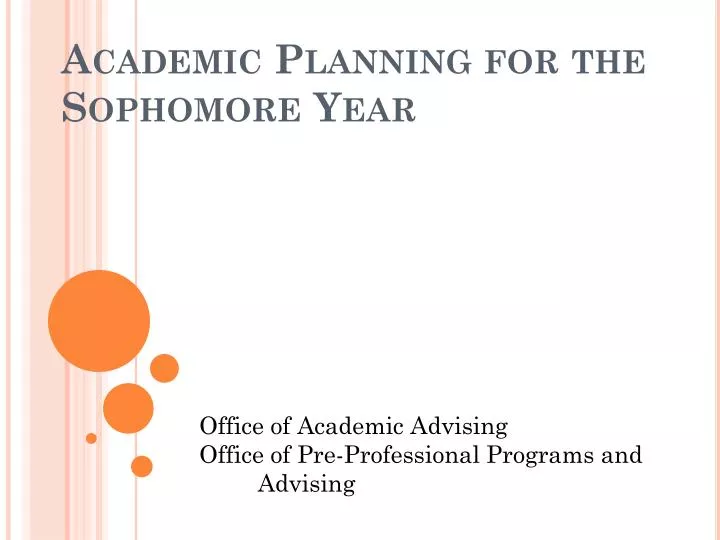 academic planning for the sophomore year