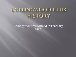 Collingwood club history