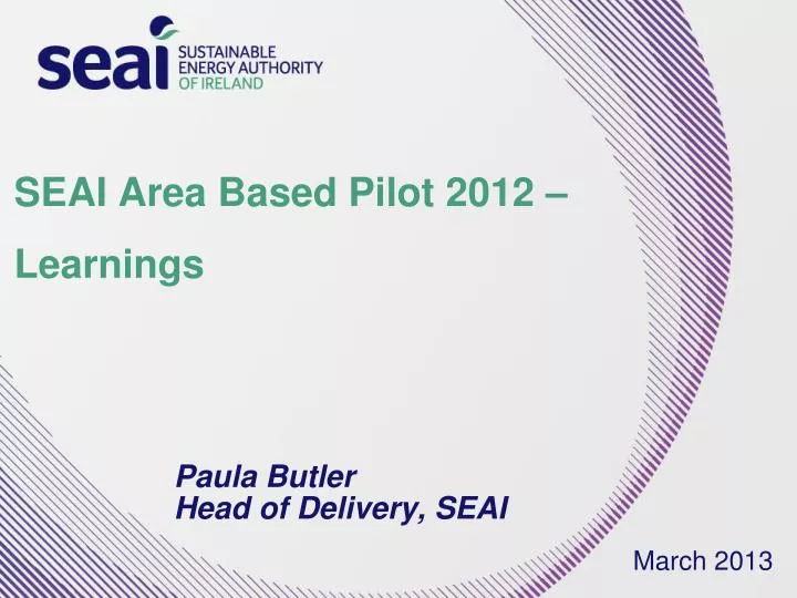 seai area based pilot 2012 learnings