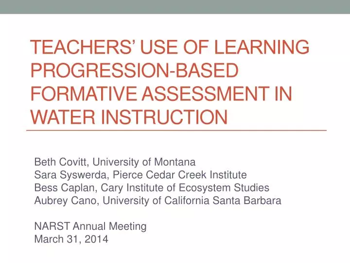 teachers use of learning progression based formative assessment in water instruction