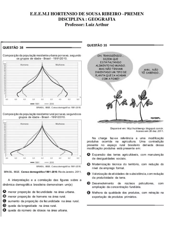 e e e m i hortensio de sousa ribeiro premen disciplina geografia professor luiz arthur