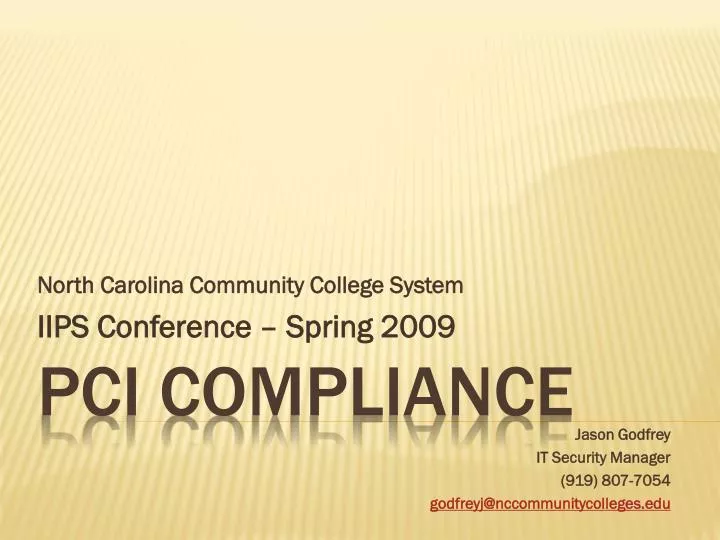 north carolina community college system iips conference spring 2009