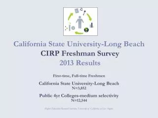 California State University-Long Beach CIRP Freshman Survey 2013 Results