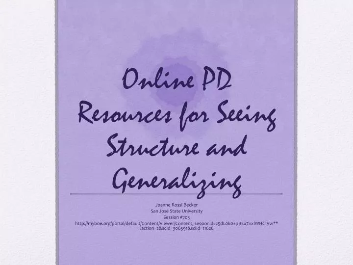 online pd resources for seeing structure and generalizing