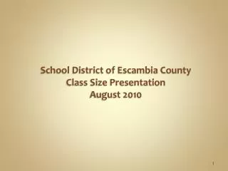 School District of Escambia County Class Size Presentation August 2010