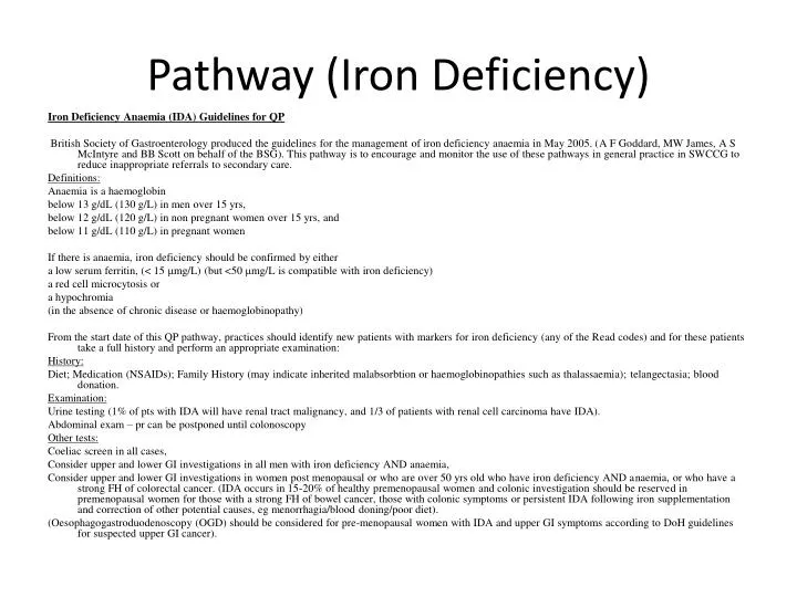 pathway iron deficiency