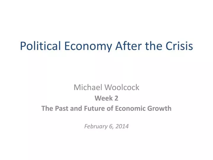 political economy after the crisis