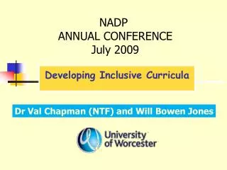 Dr Val Chapman (NTF) and Will Bowen Jones