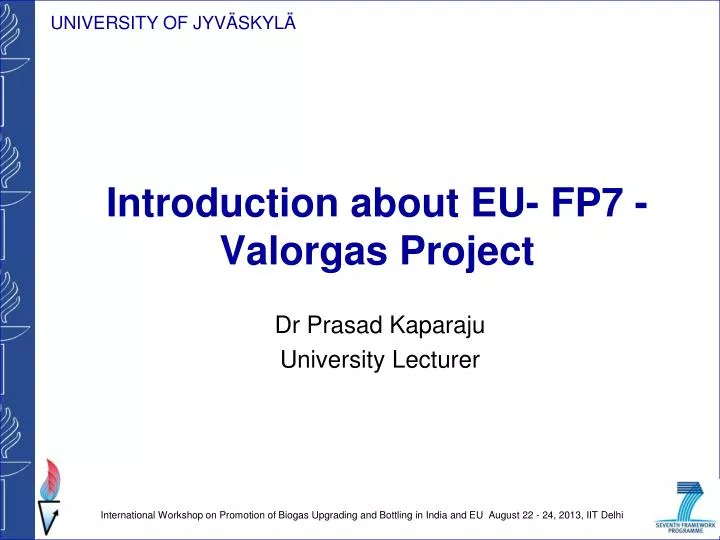 introduction about eu fp7 valorgas project
