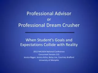 Professional Advisor or Professional Dream Crusher