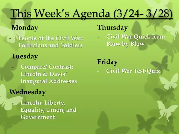 this week s agenda 3 24 3 28