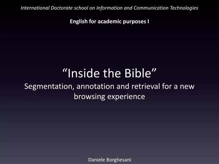 inside the bible segmentation annotation and retrieval for a new browsing experience