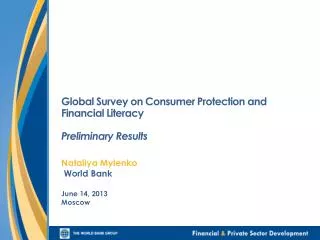 Global Survey on Consumer Protection and Financial Literacy Preliminary Results