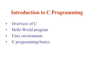 introduction to c programming