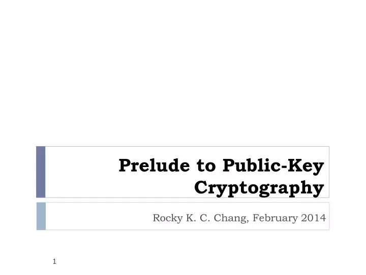 prelude to public key cryptography