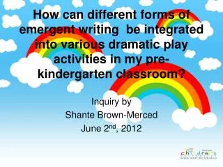 Inquiry by Shante Brown-Merced June 2 nd , 2012