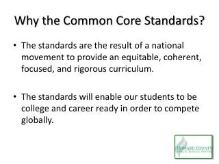 Why the Common Core Standards?