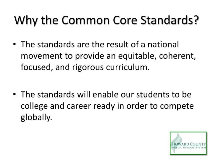 why the common core standards