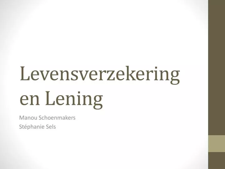 levensverzekering en lening