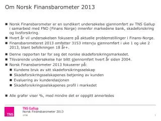 Om Norsk Finansbarometer 2013